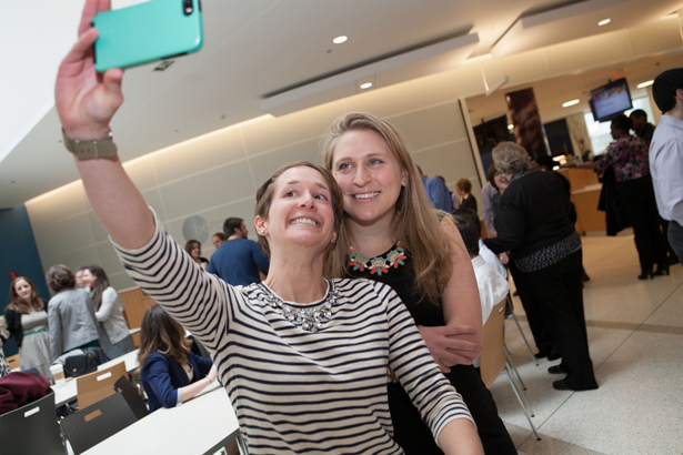 Molly Wolf, right, pauses for a selfie with sister Julie. Wolf matched in pediatrics at Massachusetts General Hospital.