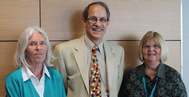 (L-R) Marcia Urie, MD; Charles Lidz, PhD; and Karen Green, MD, were awarded professor emeritus status.
