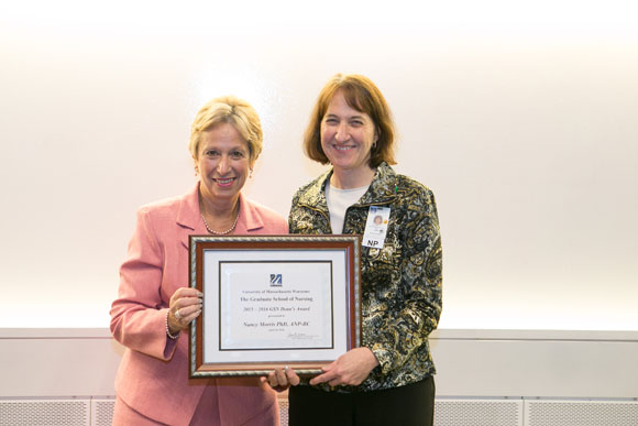 GSN Dean Joan Vitello, PhD, and Dean’s Award recipient Nancy Morris, PhD, ANP-BC