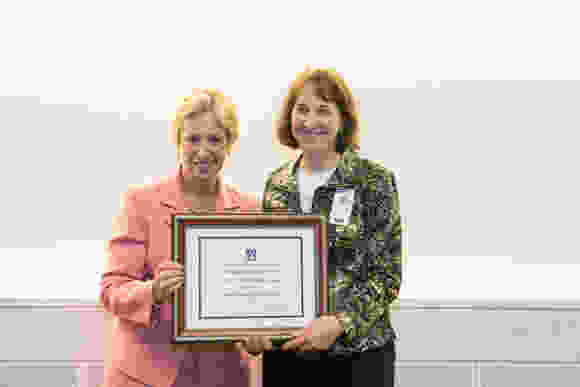 GSN Dean Joan Vitello, PhD, and Dean’s Award recipient Nancy Morris, PhD, ANP-BC