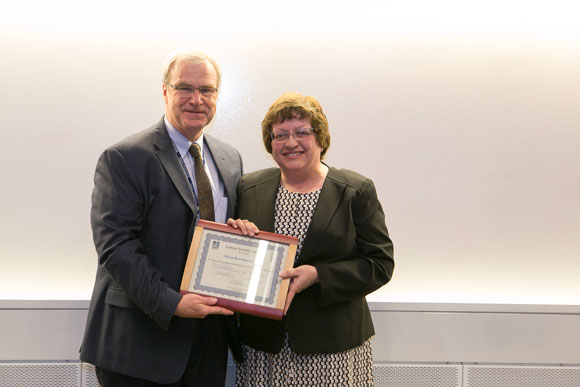 School of Medicine Dean Terence Flotte and Dean’s Award, Lamar Soutter Award for Excellence in Undergraduate Medical Education recipient Mary Hawthorne, MD