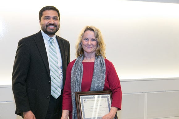 Vijay K. Vanguri, MD, and School of Medicine Educational Achievement (Star) Award, recipient Anne M. Gilroy, MA