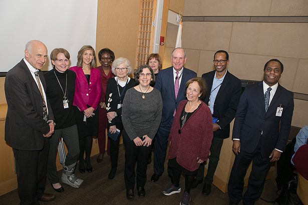 Recipients of the Chancellor’s Award for Advancing Institutional Excellence in Diversity are pictured with Deborah Plummer, PhD, (fourth from left) and Chancellor Collins.