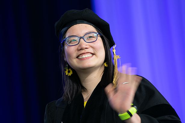 Tiffany Chen from the School of Medicine accepts her degree.