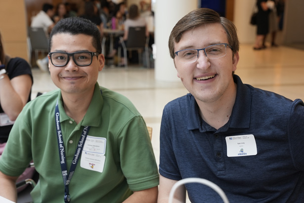 The design of the orientation made it easy for students such as nursing student Lorenzo Mendoza and MD/PhD student Tyler Long to meet.