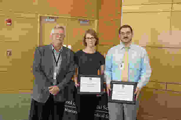 Dean Carruthers with Outstanding Mentor Award recipients Christine Ulbricht and Greg Orlowski