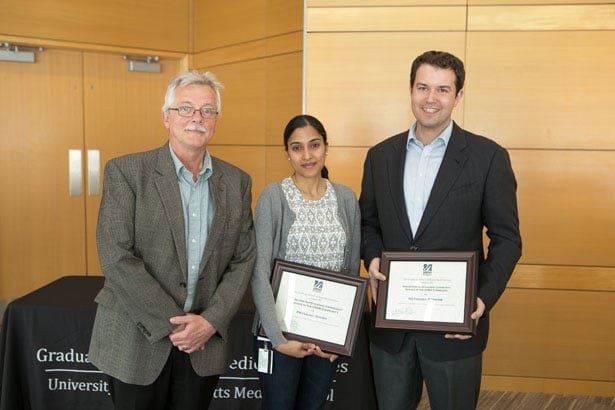 Dean Carruthers with Student Community Service award recipients Priyanjali Ghosh and Nathaniel Erskine