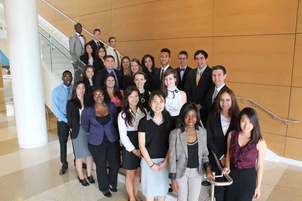 The UMass Chan Medical School Combined Summer Undergraduate Research Opportunity class of 2014 posed for a group portrait before their poster presentations.