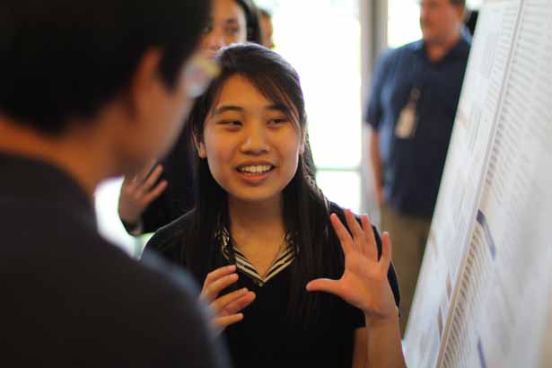 University of Maryland senior Phoebe Tsoi enthusiastically explains her research.