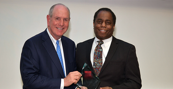 Mark Johnson, MD, PhD, received the 2023 Chancellor’s Award for Excellence in Mentoring, presented by Chancellor Michael F. Collins.