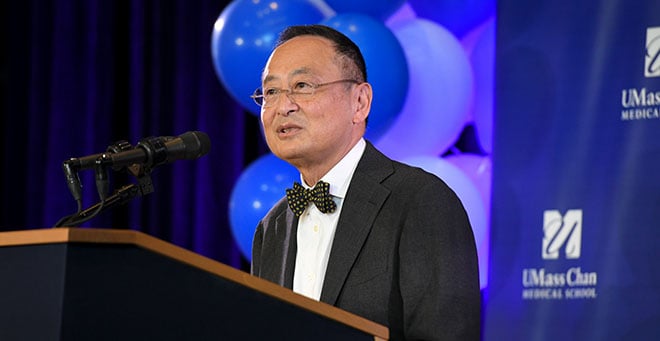 Gerald Chan speaking at the campus celebration on Sept 7 2021