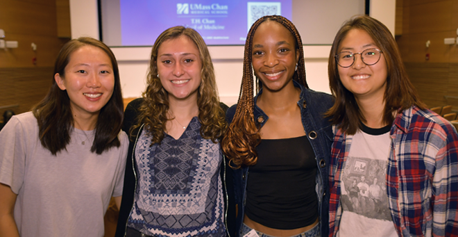 Members of the Class of 2027: Xiao Tong, Katherine Merport, Isabel Okinedo and Hanna Choi