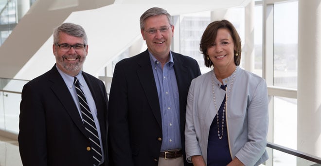 Jonathan Kay, MD, (left) with Timothy S. and Elaine L. Peterson