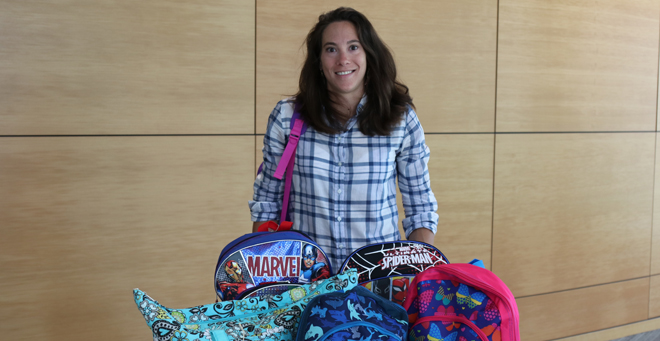 Samantha Levin, School of Medicine Class of 2019, is the student leader for the Kelley Backpacks program.