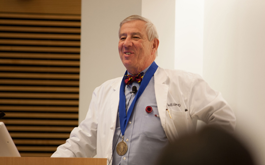Richard Glew, MD, delivered the Last Lecture on “Microbes and Mentors” at the 2014 Educational Recognition Awards ceremony on May 8.