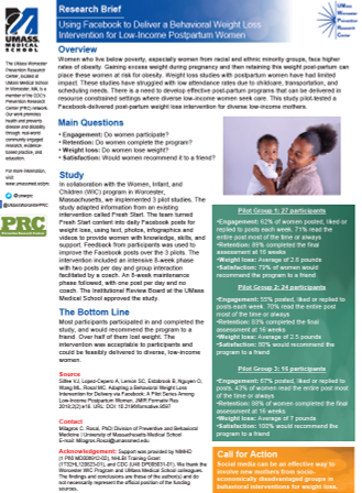 Using Facebook to Deliver a Behavioral Weight Loss Intervention Research Brief