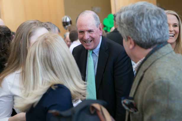 Chancellor Michael F. Collins celebrates with students and their families at Match Day 2017. Collins served his residency in internal medicine at St. Elizabeth’s Medical Center.