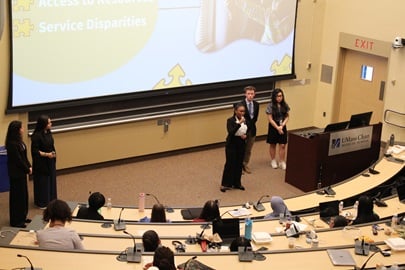 presentation by a group of five students