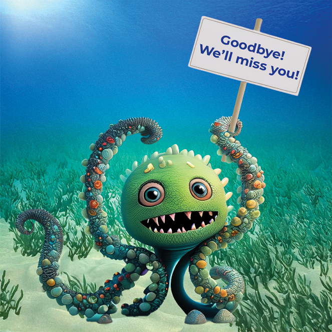 Deep Sequencing Core mascot with goodbye sign