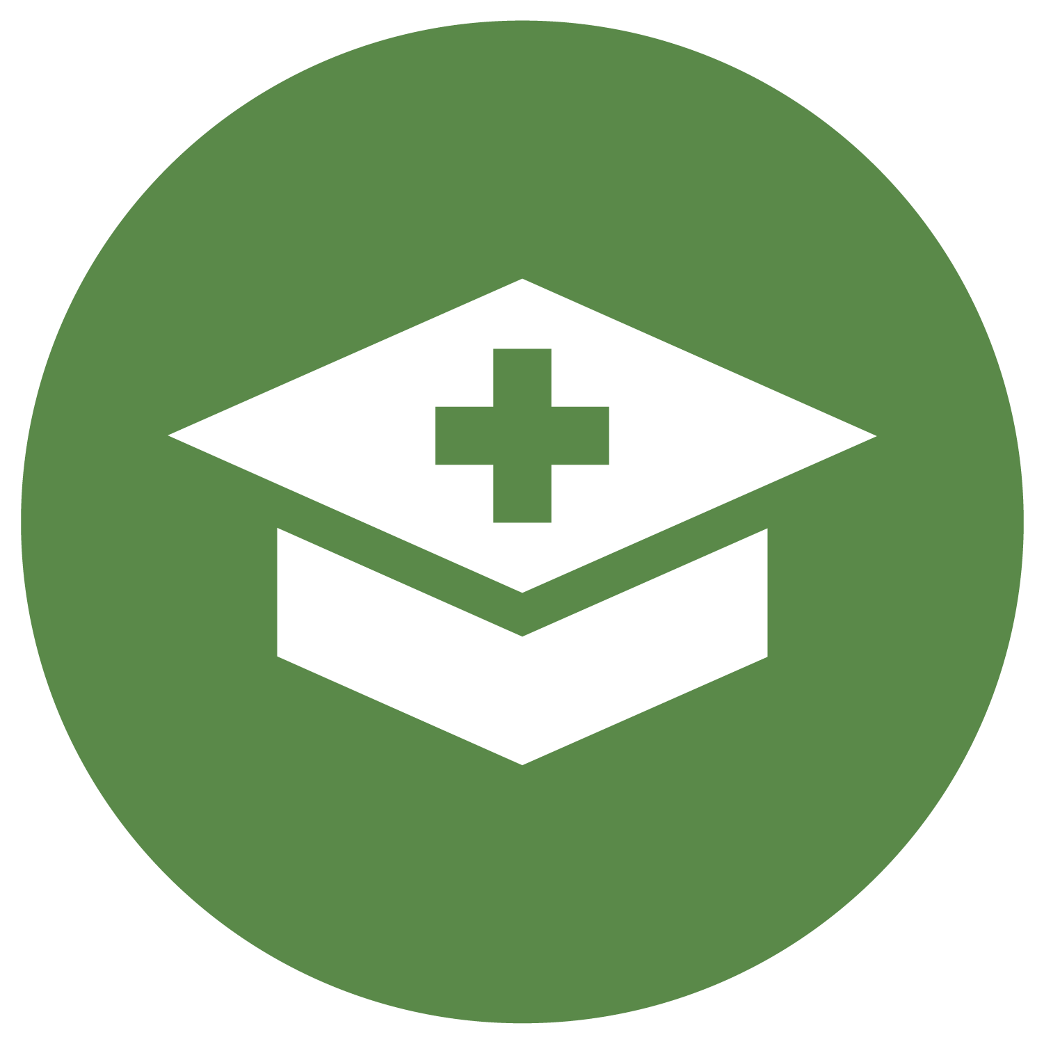 solid green circle with white graduation cap