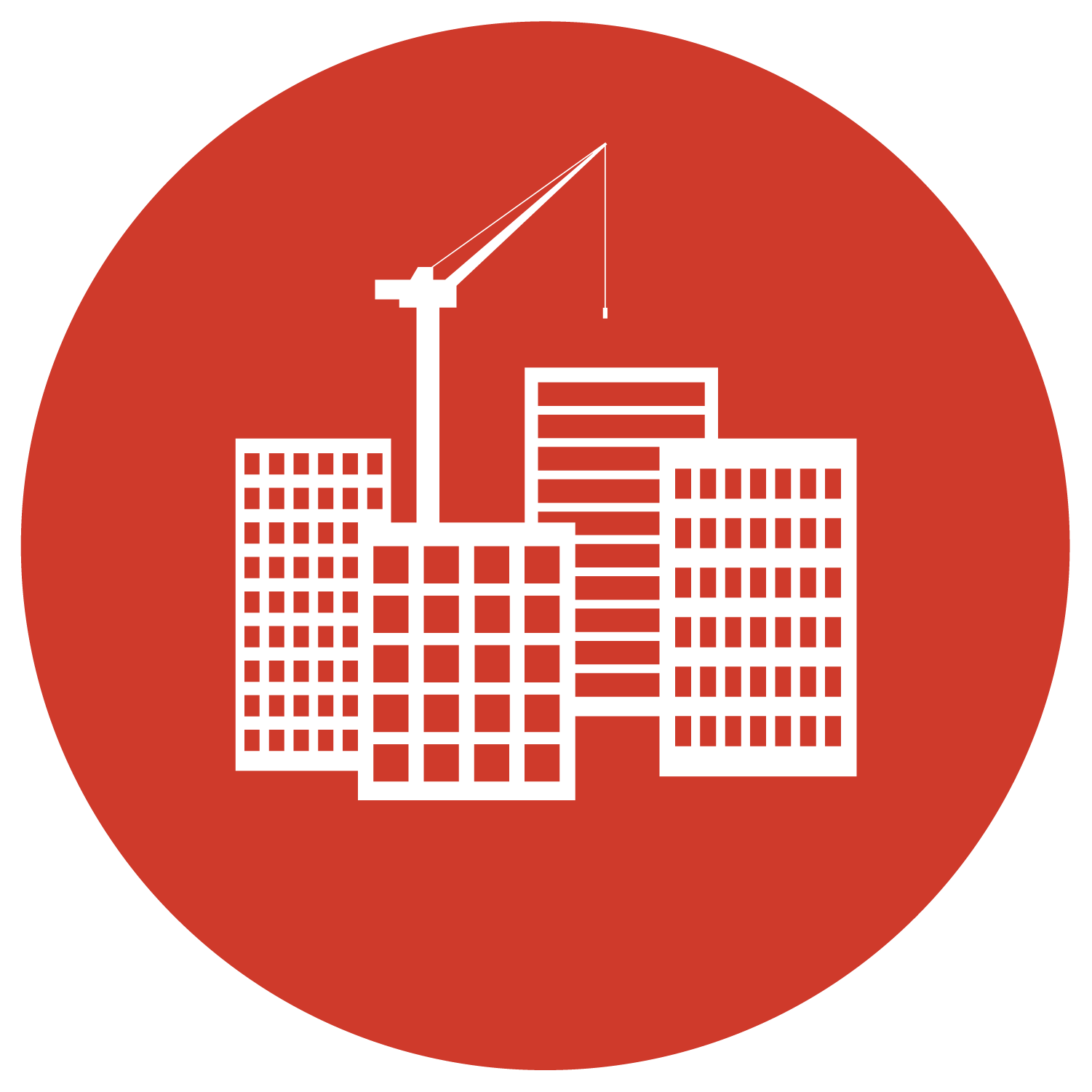 building with construction crane icon